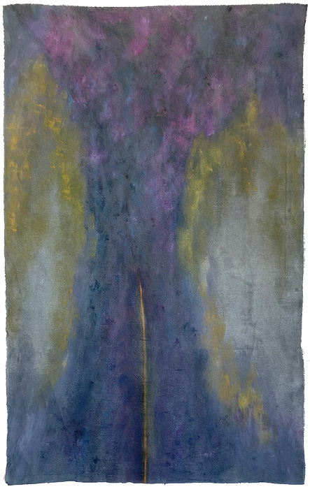 L&rsquo;artiste comme un arbre IV, encre, huile et pastel gras sur toile libre, 110 x 70 cm, 2025
