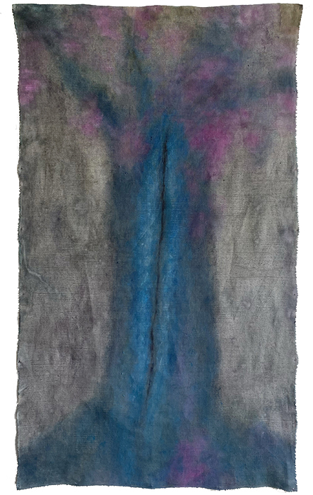 L&rsquo;artiste comme un arbre, encre, huile et pastel gras sur toile libre, 110 x 70 cm, 2025,